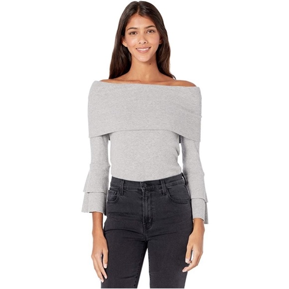 NWT, Chaser, Women's Love Rib Off Shoulder Tiered Peplum Sleeve, lightly ribbed - Picture 6 of 10